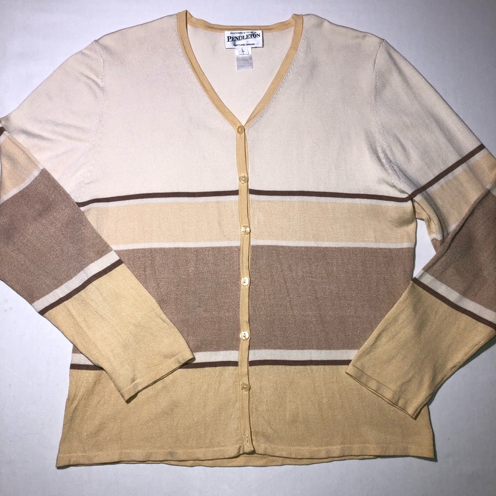 Vintage Pendleton Yellow Tan Cardigan Sweater L